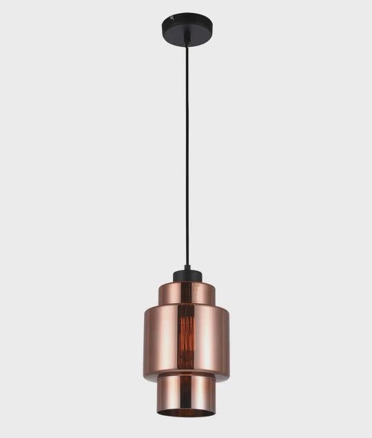 CLA LAMINA: Retro Copper Coloured Glass Double Cylinder Pendant Light