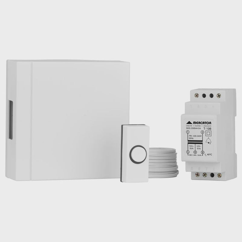 Mercator Compact Door Chime Hard Wired Kit (MDCS02WHT)