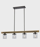 CLA METI: Medieval Rustic Warm Chestnut Wood Bar Pendant Light