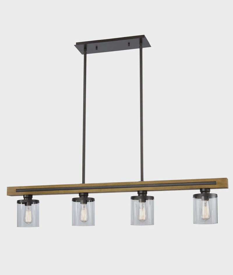 CLA METI: Medieval Rustic Warm Chestnut Wood Bar Pendant Light