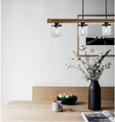CLA METI: Medieval Rustic Warm Chestnut Wood Bar Pendant Light