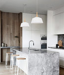 CLA NORDIC: Modern Scandinavian Medium Dome Shape Steel & Wood Pendant Lights