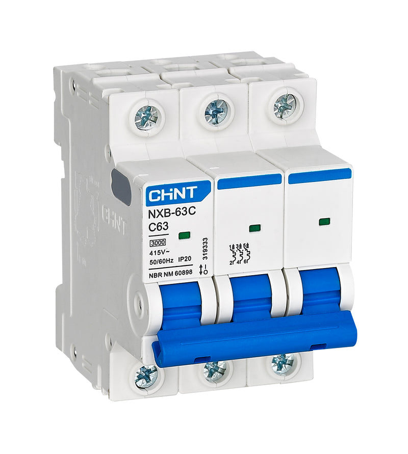 Chint NXB-63C 3 Pole Circuit Breaker 6kA C-Curve