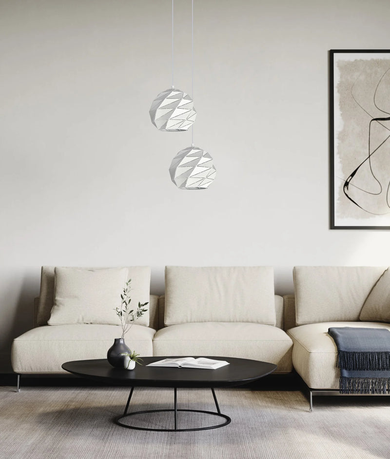 CLA ORIGAMI: Interior Large Dome Carved Iron Origami Style Pendant Lights