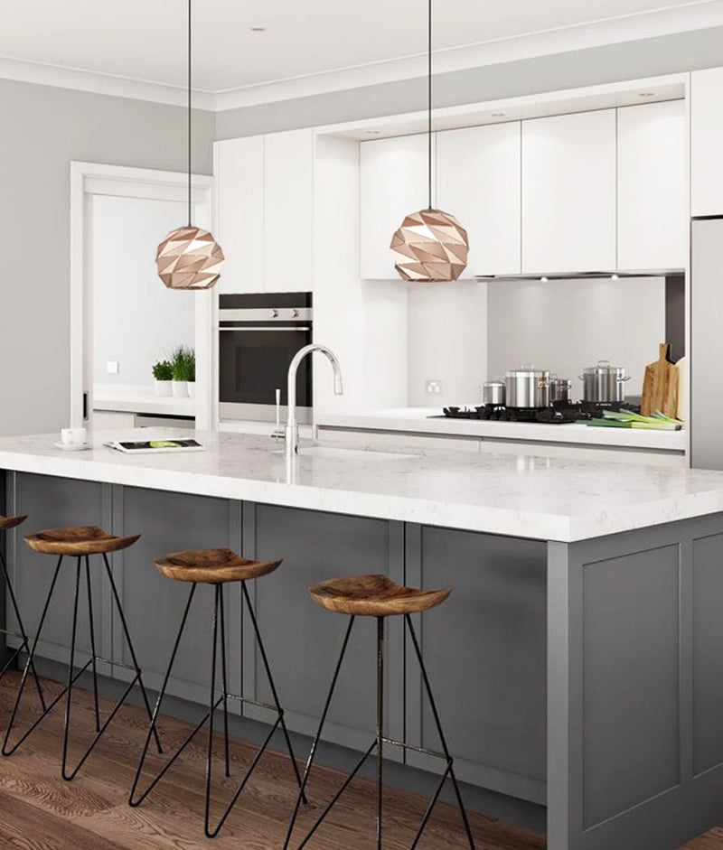 CLA ORIGAMI: Interior Large Dome Carved Iron Origami Style Pendant Lights