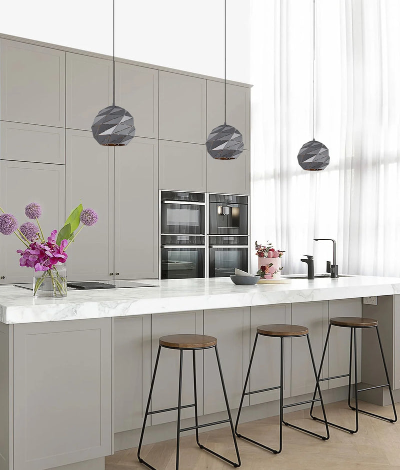 CLA ORIGAMI: Interior Large Dome Carved Iron Origami Style Pendant Lights