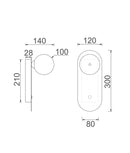 CLA OVALIS: Interior Round Opal Diffuser Oblong Base with Switch Wall Lights