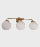 CLA PALLA: Interior Triple Sphere Alabaster with Brass Highlight Round Base Wall Light
