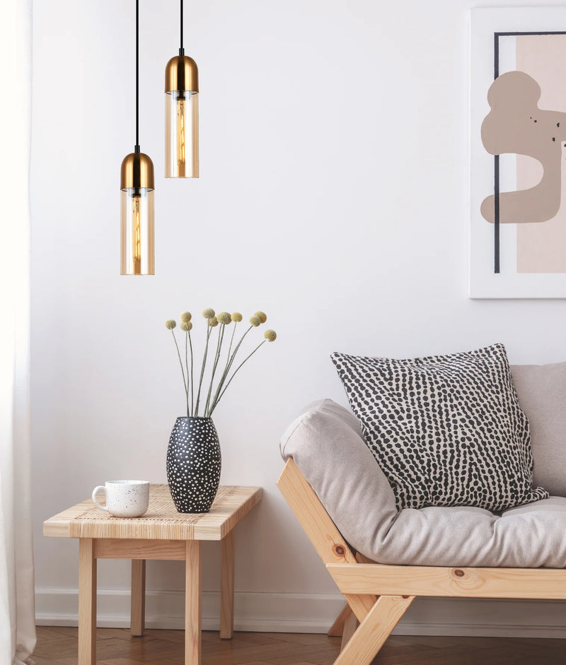 CLA PASTILLE: Interior Round Top Cylinder Glass Pendant Lights