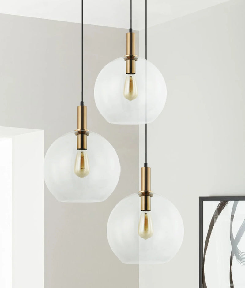 CLA PATERA: Interior Glass with Extended Bronze Highlight Pendant Lights