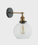 CLA PESINI: Interior Swing Arm Glass with Antique Brass/ Chrome Highlight Wall Lights