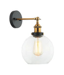 CLA PESINI: Interior Swing Arm Glass with Antique Brass/ Chrome Highlight Wall Lights