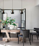 CLA PESINI: Interior Wine Glass with Antique Brass/ Chrome Highlight Pendant Lights