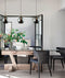 CLA PESINI: Interior Wine Glass with Antique Brass/ Chrome Highlight Pendant Lights