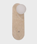 CLA POI: Interior Oblong Travertine Base with Beige Finish & Round Opal Diffuser Wall Light