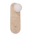 CLA POI: Interior Oblong Travertine Base with Beige Finish & Round Opal Diffuser Wall Light