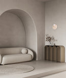 CLA POI: Interior Round Travertine Base with Beige Finish & Round Opal Diffuser Wall Light
