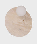 CLA POI: Interior Round Travertine Base with Beige Finish & Round Opal Diffuser Wall Light
