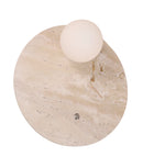 CLA POI: Interior Round Travertine Base with Beige Finish & Round Opal Diffuser Wall Light