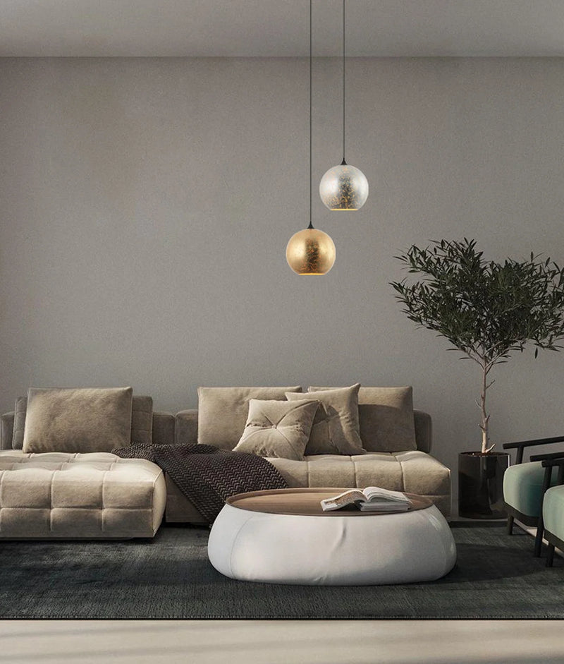 CLA ROCHE: Interior Wine Glass Shape Matte Gold / Chrome Glass Pendant Lights