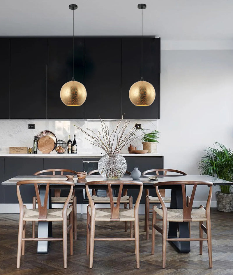 CLA ROCHE: Interior Wine Glass Shape Matte Gold / Chrome Glass Pendant Lights