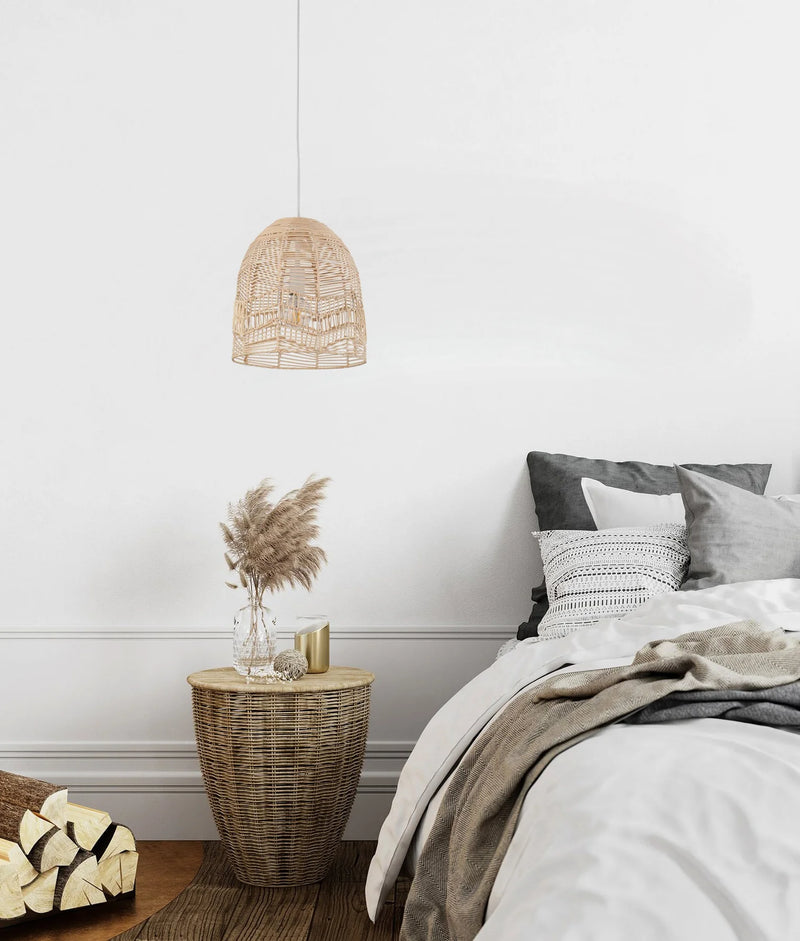 CLA ROTA: Bohemian Interior Natural Rattan Ellipse Pendant Light