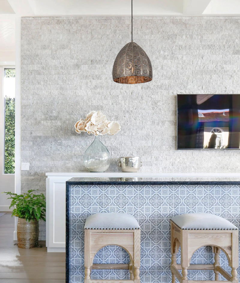 CLA SARI: Bohemian Interior Embossed Ellipse Aged Brass Steel Ombre Pendant Light