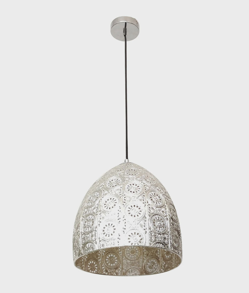 CLA SARI: Bohemian Interior Embossed Ellipse Chrome Steel Pendant Light