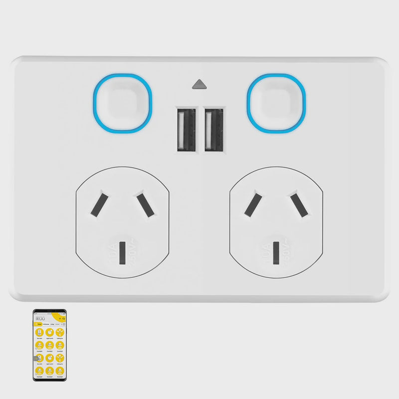 Mercator  Ikuü Smart Wi-Fi Double Power Point With USB Dual A (SPPUSB02G-WIFI)