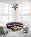 CLA SPUTNIK: Polished Nickel / Dark-Light Grey Washed Wood Pendant Light