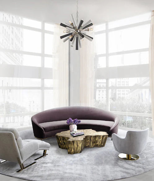 CLA SPUTNIK: Polished Nickel / Dark-Light Grey Washed Wood Pendant Light