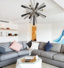 CLA SPUTNIK: Polished Nickel / Dark-Light Grey Washed Wood Pendant Light