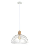 CLA STRAND: Iron and Wood Dome Cage Pendant Lights