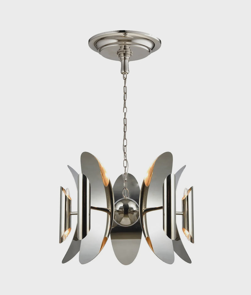 CLA STRATO: Abstract Polished Nickel Hardware with Stainless Steel Pendant Light