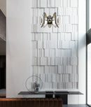 CLA STRATO: Abstract Polished Nickel Hardware with Stainless Steel Pendant Light