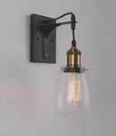 CLA STRUNG: Interior Decorative Black / Antique Brass and Clear Pear Shape Glass Wall Light