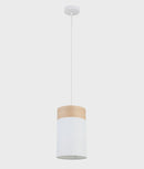 CLA TAMBURA:  Scandinavian Small Round Cloth Shade with Wood Veneer Trim Pendant Lights
