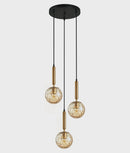 CLA TRATTINO: Interior Bronze Amber / Smokey Black Spherical Glass Multiple Round Base Pendant Lights