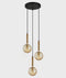 CLA TRATTINO: Interior Bronze Amber / Smokey Black Spherical Glass Multiple Round Base Pendant Lights