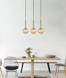 CLA TRATTINO: Interior Bronze Amber /Smokey Black Spherical Glass Multiple Bar Base Pendant Lights X3S
