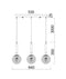 CLA TRATTINO: Interior Bronze Amber /Smokey Black Spherical Glass Multiple Bar Base Pendant Lights X3S