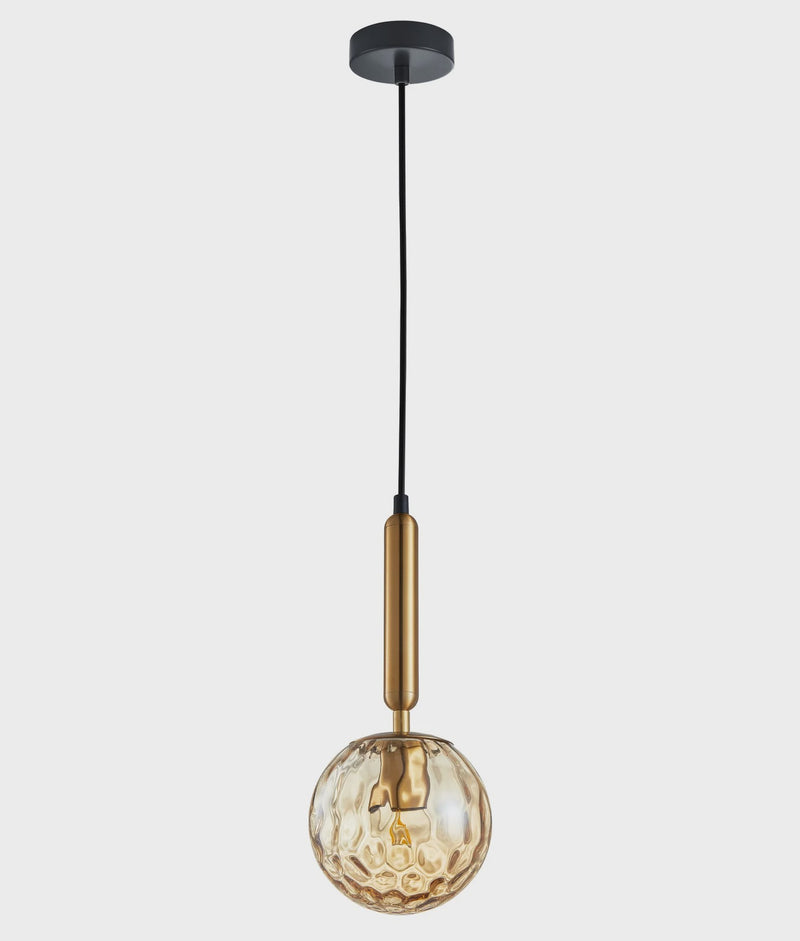 CLA TRATTINO: Interior Bronze Amber / Smokey Black Spherical Glass Pendant Lights