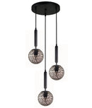 CLA TRATTINO: Interior Bronze Amber / Smokey Black Spherical Glass Multiple Round Base Pendant Lights