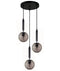 CLA TRATTINO: Interior Bronze Amber / Smokey Black Spherical Glass Multiple Round Base Pendant Lights
