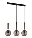 CLA TRATTINO: Interior Bronze Amber /Smokey Black Spherical Glass Multiple Bar Base Pendant Lights X3S