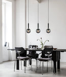 CLA TRATTINO: Interior Bronze Amber /Smokey Black Spherical Glass Multiple Bar Base Pendant Lights X3S