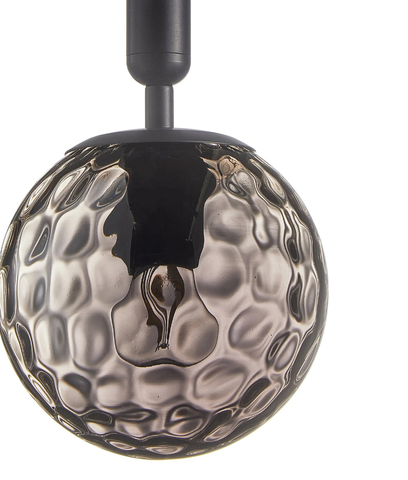 CLA TRATTINO: Interior Bronze Amber /Smokey Black Spherical Glass Multiple Bar Base Pendant Lights X3S
