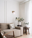CLA TUFO: Interior White Single Jar Alabaster with Brass Highlight Wall Light