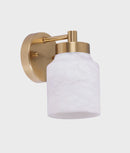 CLA TUFO: Interior White Single Jar Alabaster with Brass Highlight Wall Light