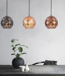 CLA TUILE: Interior Small Embossed Tiled Iron Wine Glass Shape Pendant Lights